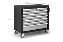 HBM brede professionele gereedschapswagen 7 laden met slot, 4 wielen, 90x45x90 cm, 400 kg draagvermogen