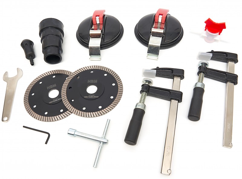 HBM vandkølet sten håndsavmaskine 1400 W, savklinge 125 mm, 45°, snitdybde 30 mm, 230 V HBM vandkølet sten håndsavmaskine 1400 W, savklinge 125 mm, 45°, snitdybde 30 mm, 230 V