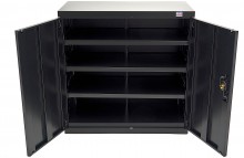 HBM værktøjsskab 90 x 45 x 90 cm Sort med 3 Hylder, 150 kg Bæreevne.