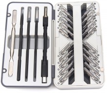 HBM 66-delige precisie schroevendraaierset met bitset, flexibel verlengstuk, 2 pincetten en 2 universele spatels