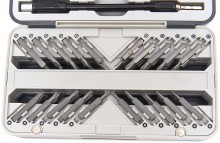 HBM 66-delige precisie schroevendraaierset met bitset, flexibel verlengstuk, 2 pincetten en 2 universele spatels