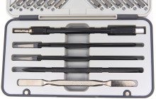 HBM 66-delige precisie schroevendraaierset met bitset, flexibel verlengstuk, 2 pincetten en 2 universele spatels