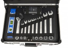 HBM gereedschapskoffer met EVA inlay, 154-delig, gevulde gereedschapsset, chromevanadium, aluminium koffer
