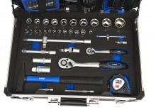 HBM gereedschapskoffer met EVA inlay, 154-delig, gevulde gereedschapsset, chromevanadium, aluminium koffer
