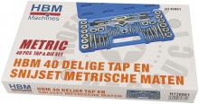 HBM 40-delige tap- en snijset metrische maten, verchroomd metaal