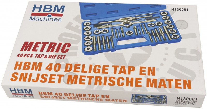 HBM 40-delige tap- en snijset metrische maten, verchroomd metaal