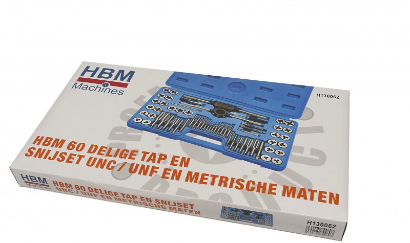 HBM tap- en snijset 60-delig UNC/UNF en metrische maten
HBM tap- en snijset 60-delig UNC/UNF en metrische maten