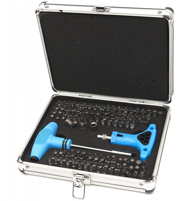 HBM 147-delige CRV bitset met T-greep en handratel, staal koffer, sleufkop, hex, Philips, Pozidriv, Torx, Spanner, Triwing
