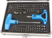 HBM 147-delige CRV bitset met T-greep en handratel, staal koffer, sleufkop, hex, Philips, Pozidriv, Torx, Spanner, Triwing