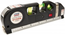 HBM waterpas met multifunctionele rode laser en geïntegreerde rolmaat 250 cm, cm/inch/mm