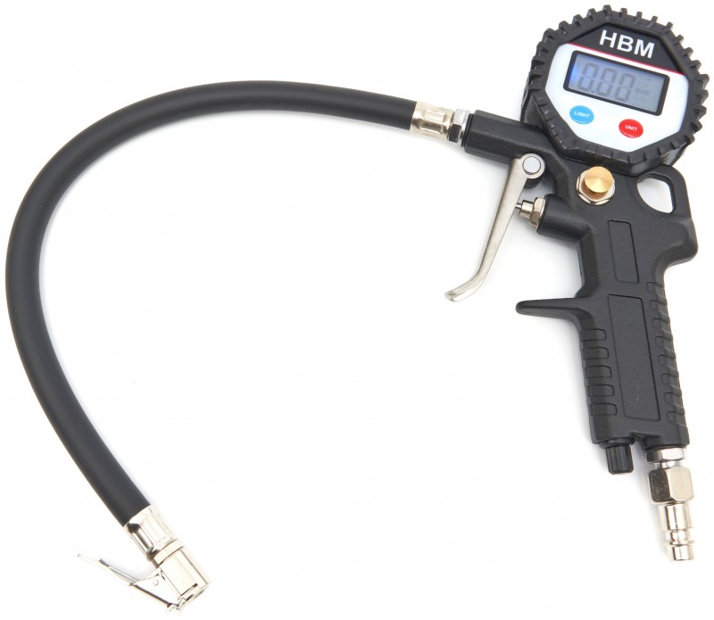 HBM Professionele Digitale Bandenpomp met Verlicht LCD Display en Terugloop, 0,2-13,8 Bar