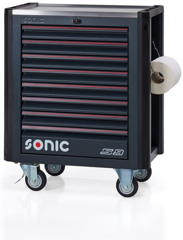 Sonic Next S9 gevulde gereedschapswagen 384-delig, 8 laden, 4 wielen, slot, 900 kg, 83,3 x 51 x 103,6 cm Sonic Next S9 gevulde gereedschapswagen 384-delig, 8 laden, 4 wielen, slot, 900 kg, 83,3 x 51 x 103,6 cm