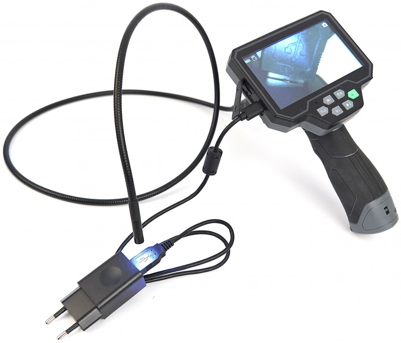 HBM HD inspektionskamera IP67, 5 LCD, 77° kameravinkel, 4x zoom, 8 mm kabel, 4.000 mAh batteri, 5 timers brug. HBM HD inspektionskamera IP67, 5 LCD, 77° kameravinkel, 4x zoom, 8 mm kabel, 4.000 mAh batteri, 5 timers brug.