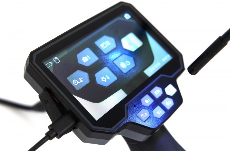 HBM HD inspektionskamera IP67, 5 LCD, 77° kameravinkel, 4x zoom, 8 mm kabel, 4.000 mAh batteri, 5 timers brug. HBM HD inspektionskamera IP67, 5 LCD, 77° kameravinkel, 4x zoom, 8 mm kabel, 4.000 mAh batteri, 5 timers brug.