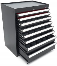 HBM Profi gereedschapskast 8 laden 88,1 x 58 x 100 cm zwart met werkblad, gevuld