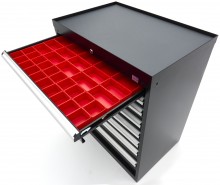 HBM Profi gereedschapskast 8 laden 88,1 x 58 x 100 cm zwart met werkblad, gevuld