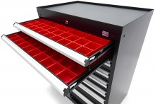 HBM Profi gereedschapskast 8 laden 88,1 x 58 x 100 cm zwart met werkblad, gevuld