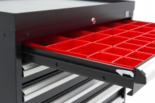 HBM Profi gereedschapskast 8 laden 88,1 x 58 x 100 cm zwart met werkblad, gevuld
