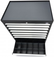 HBM Profi gereedschapskast 8 laden 88,1 x 58 x 100 cm zwart met werkblad, gevuld