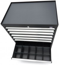 HBM Profi gereedschapskast 8 laden 88,1 x 58 x 100 cm zwart met werkblad, gevuld
