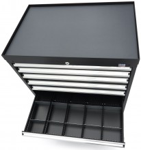 HBM Profi gereedschapskast 8 laden 88,1 x 58 x 100 cm zwart met werkblad, gevuld