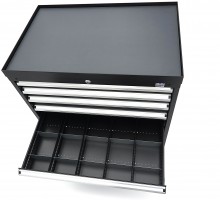 HBM Profi gereedschapskast 8 laden 88,1 x 58 x 100 cm zwart met werkblad, gevuld