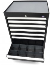 HBM gereedschapskast 8 laden 72 x 58 x 100 cm zwart gevuld