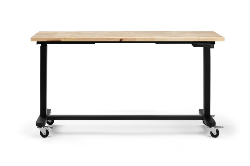 HBM rullende højdejusterbare arbejdsbænk 152 cm, 61 cm bred, 97 cm høj, træarbejdsplade, metalhus, 68 kg bæreevne.