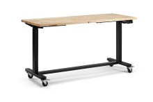 HBM rullende højdejusterbare arbejdsbænk 152 cm, 61 cm bred, 97 cm høj, træarbejdsplade, metalhus, 68 kg bæreevne.