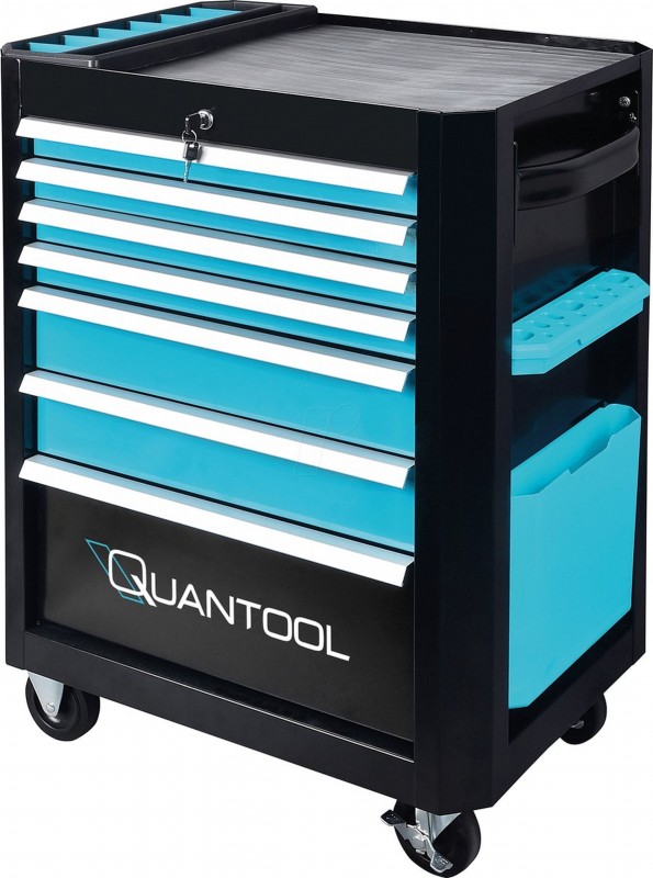 Quantool Q25160 gereedschapswagen 217-delig, 7 laden, slot, werkblad, 4 wielen, 462x662x901 mm