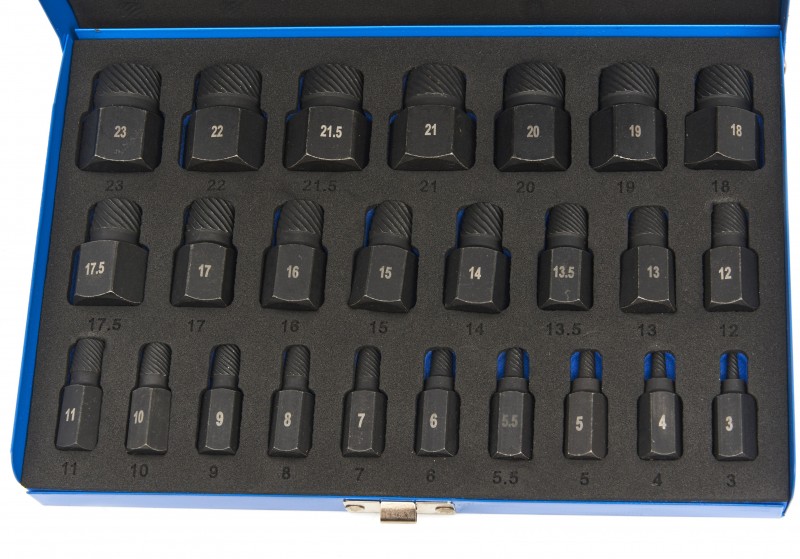 HBM 25-delige multi-spline schroefextractorset staal 42CrMo