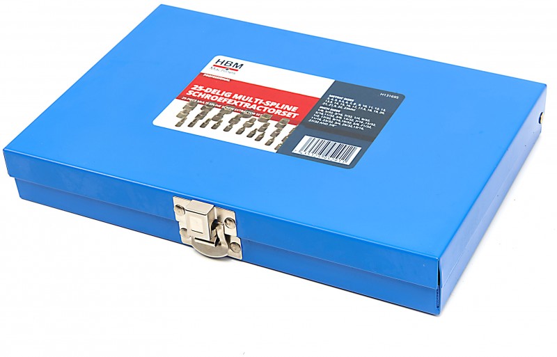 HBM 25-delige multi-spline schroefextractorset staal 42CrMo
