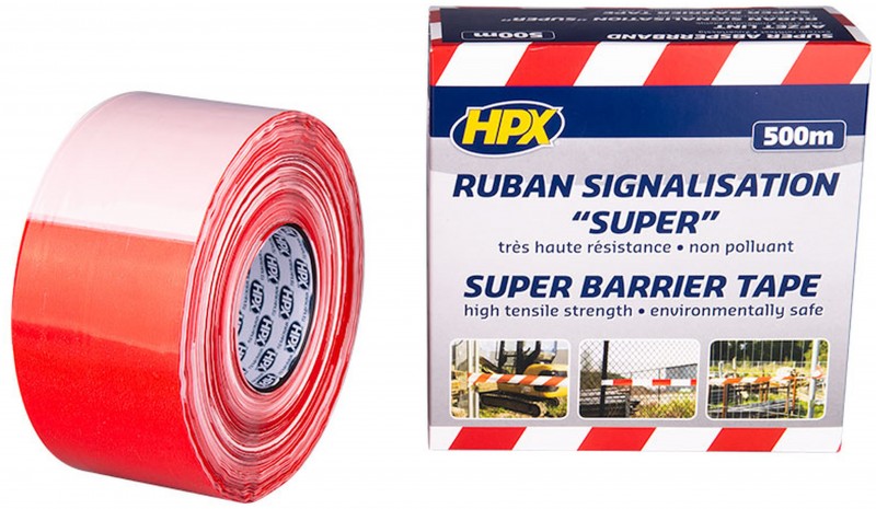HPX afzetlint wit/rood 80 mm x 500 m 80 mm

