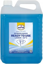 Eurol Screenwash Lemon -22° 5 liter - Blå rudesprinklervæske, flammepunkt 36°C, densitet 0,977 kg/l.