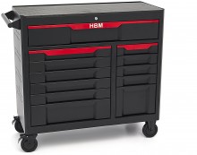 HBM gereedschapswagen 12 laden 106 cm zwart met slot en werkblad 350 kg
HBM gereedschapswagen 12 laden 106 cm zwart met slot en werkblad 350 kg