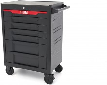 HBM gereedschapswagen 7 laden 68 cm zwart met werkblad, slot en 4 wielen, draagvermogen 300 kg HBM gereedschapswagen 7 laden 68 cm zwart met werkblad, slot en 4 wielen, draagvermogen 300 kg