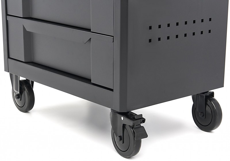 HBM gereedschapswagen 7 laden 68 cm zwart met werkblad, slot en 4 wielen, draagvermogen 300 kg