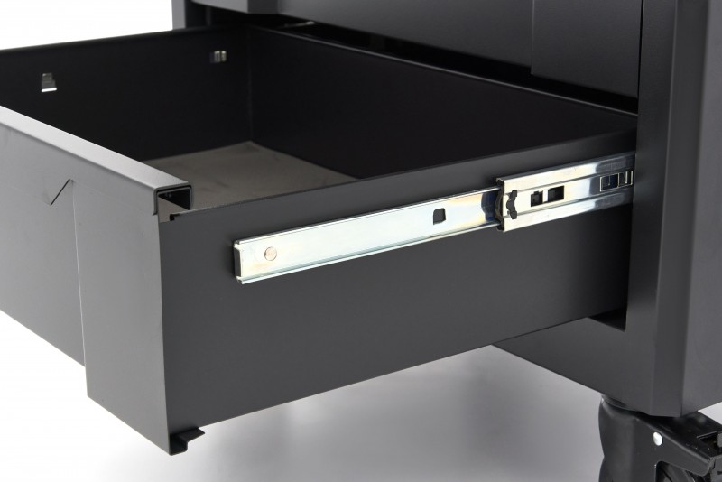 HBM gereedschapswagen 7 laden 68 cm zwart met werkblad, slot en 4 wielen, draagvermogen 300 kg