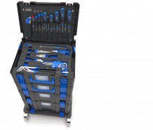 HBM verrijdbare gereedschapskoffer set 105-delig, gevuld, 40 x 30 cm, binnendiepte 275 mm