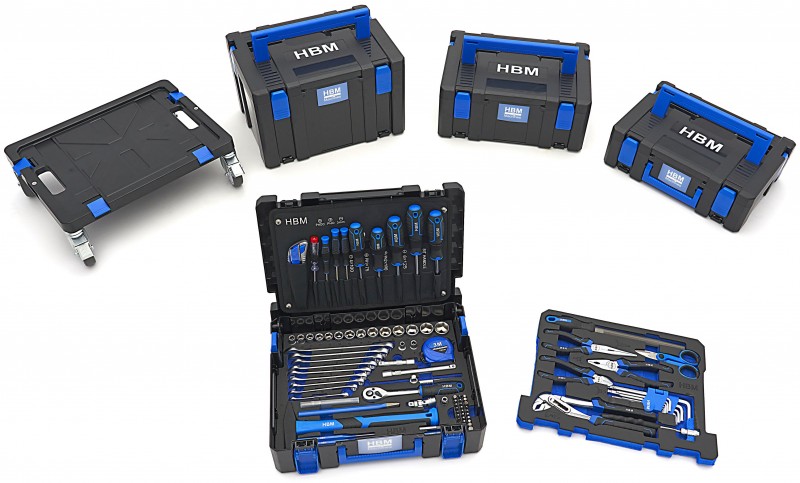HBM verrijdbare gereedschapskoffer set 105-delig, gevuld, 40 x 30 cm, binnendiepte 275 mm