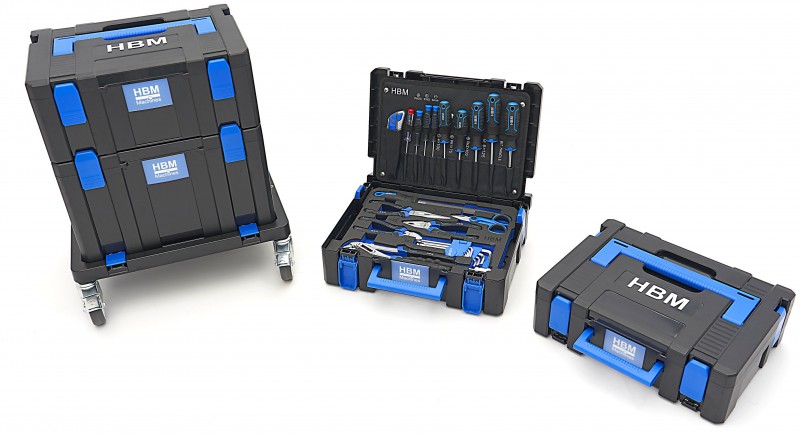 HBM verrijdbare gereedschapskoffer set 105-delig, gevuld, 40 x 30 cm, binnendiepte 275 mm