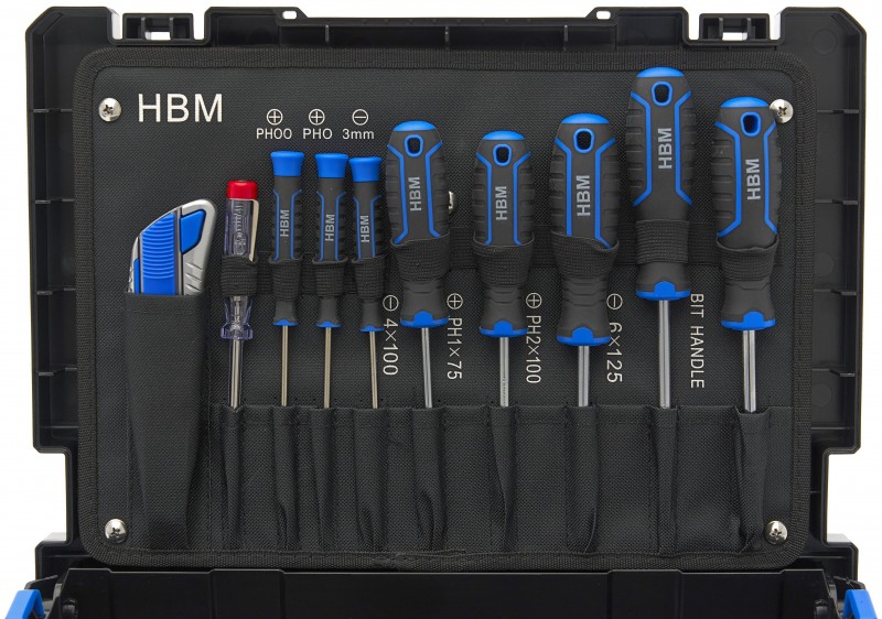 HBM verrijdbare gereedschapskoffer set 105-delig, gevuld, 40 x 30 cm, binnendiepte 275 mm