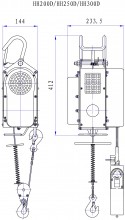 HBM verplaatsbare elektrische takel 12 meter, 300 kg, 550 W, 230 V, IP54
