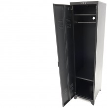 HBM lockerskab sort 50 x 43 x 180 cm koldvalset stål fyldt skab 30 kg bæreevne pr. hylde.