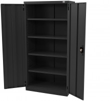 HBM Profi Gereedschapskast zwart met 4 planken, 150 kg draagvermogen, 90x45x180 cm