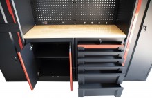 HBM Expert modulair werkplaatssysteem 10-delig zwart rood, staal, hout, 262,2 x 60 x 206,5 cm