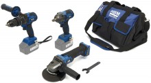 HBM accu combiset 20V haakse slijper, slagmoersleutel en boormachine, koolborstelloos, 58 Nm, 125 mm, opbergkoffer HBM accu combiset 20V haakse slijper, slagmoersleutel en boormachine, koolborstelloos, 58 Nm, 125 mm, opbergkoffer
