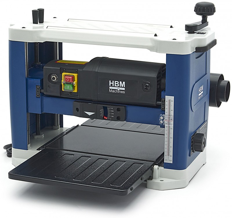 HBM 13 inch schaafmachine 1500 W 230 V 330 mm 2 messen 8500 O/min stofafzuiging 100 mm