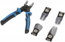 HBM 5-in-1 tang met verwisselbare kop – krimptang, zijsnijtang, striptang, draadkniptang, koolstofstaal