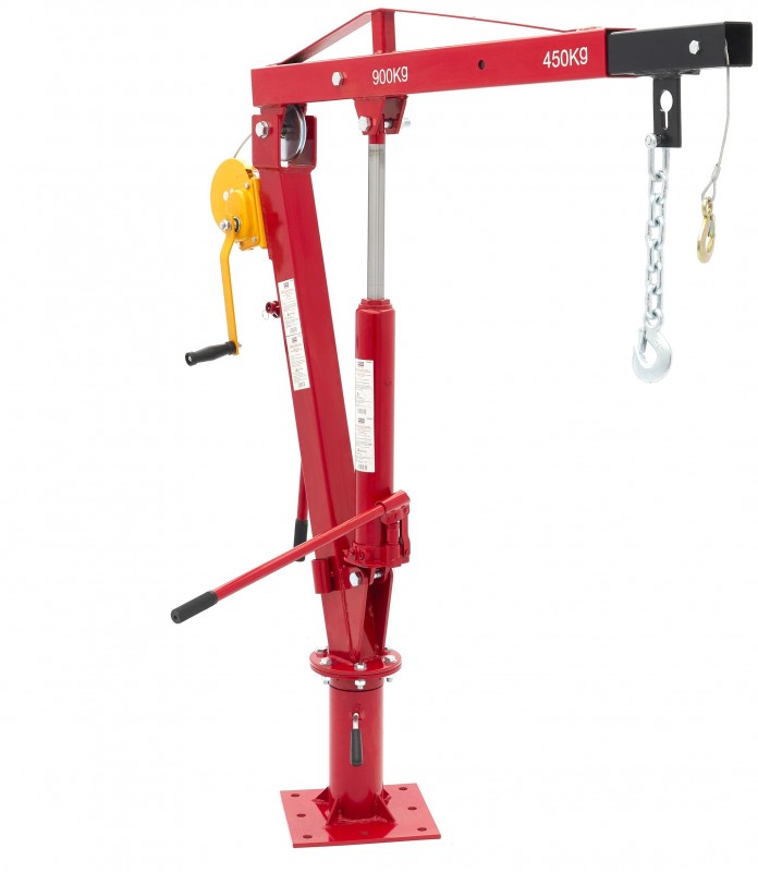 HBM Hydraulische Aanhangwagenkraan 900 kg Laadkraan, Maximale Hoogte 2440 mm, Kettinglengte 305 mm